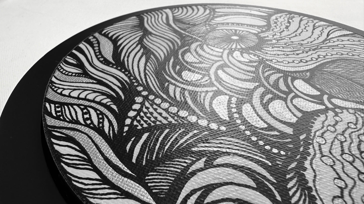 *Black and white abstract pattern* 6’’ Acrylic Painting.  Part#1 of Winter collection